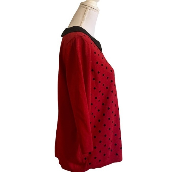 Elle Red and Black Polka Dot Sweater - Picture 4 of 5